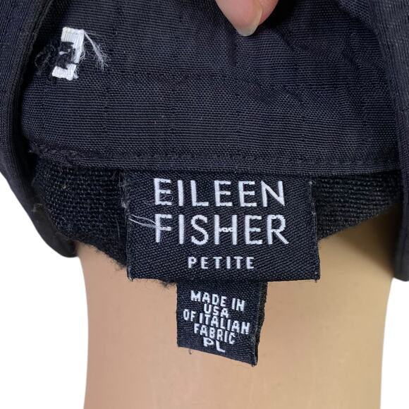 Eileen Fisher Black Minimalist Textured Mock Funnel Neck Zip Up Jacket Size PL - Picture 6 of 11